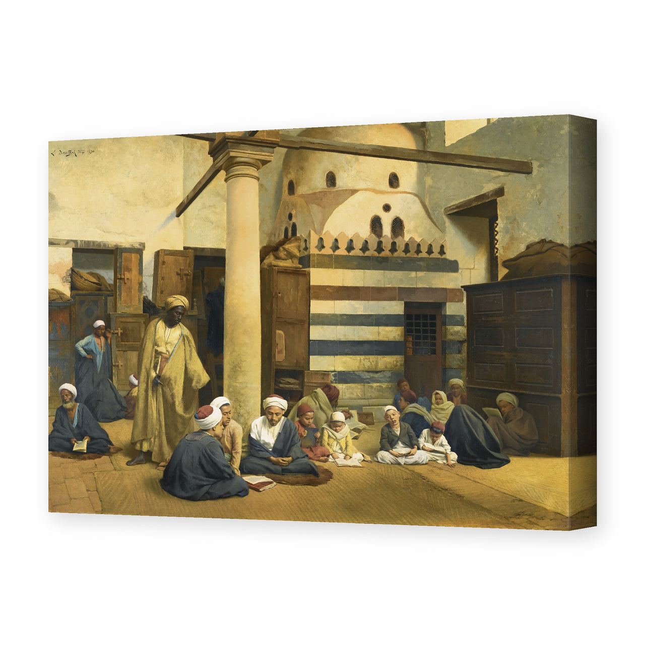 Ludwig Deutsch's 'In the Madrasa' painting reproduced as a gallery-wrapped canvas print