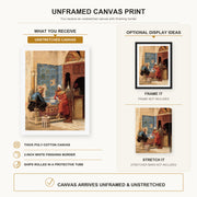Ludwig Deutsch - The Chess Game canvas print size comparison and framing display infographic