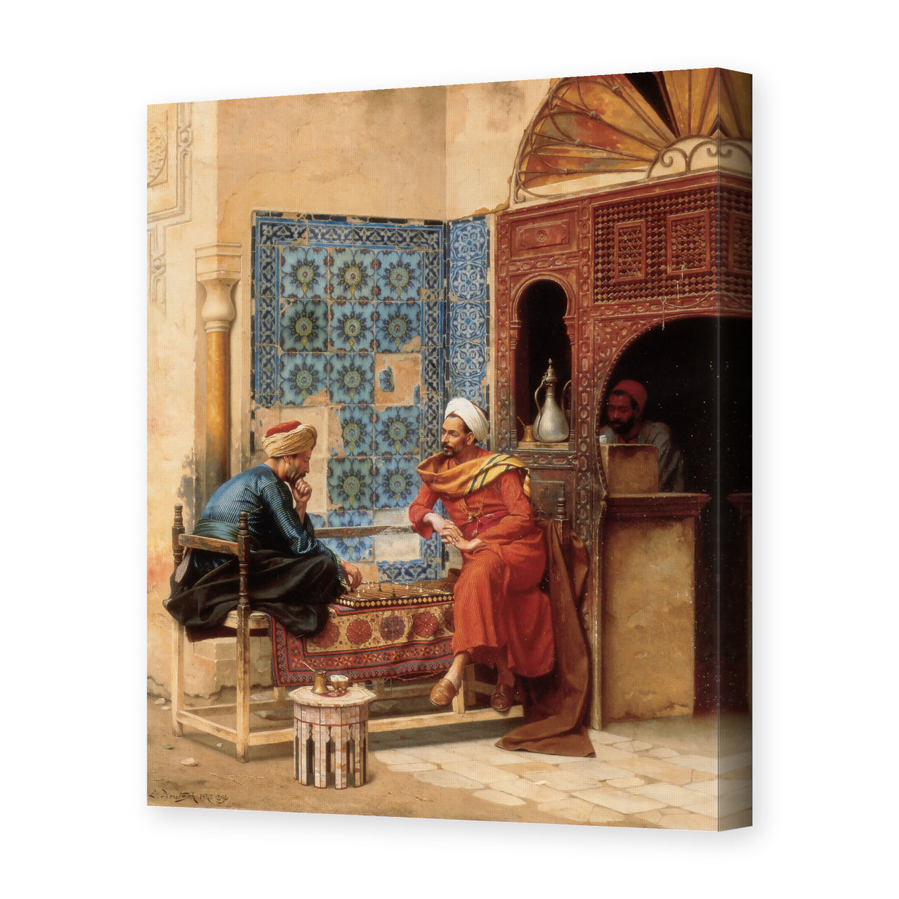 Ludwig Deutsch's 'The Chess Game' painting reproduced as a gallery-wrapped canvas print