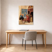 Gallery-wrapped canvas print of Ludwig Deutsch's The Chess Game displayed on a wall in a office