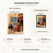 Ludwig Deutsch - The Chess Game poster print size comparison and framing display infographic