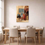 Unframed poster print of Ludwig Deutsch's The Chess Game displayed on a wall in a dining