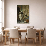 Gallery-wrapped canvas print of Ludwig Deutsch's The Inspection displayed on a wall in a dining