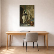 Gallery-wrapped canvas print of Ludwig Deutsch's The Inspection displayed on a wall in a office
