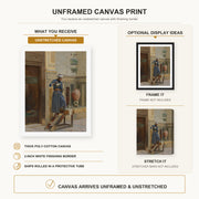 Ludwig Deutsch - The Lamp Lighter canvas print size comparison and framing display infographic