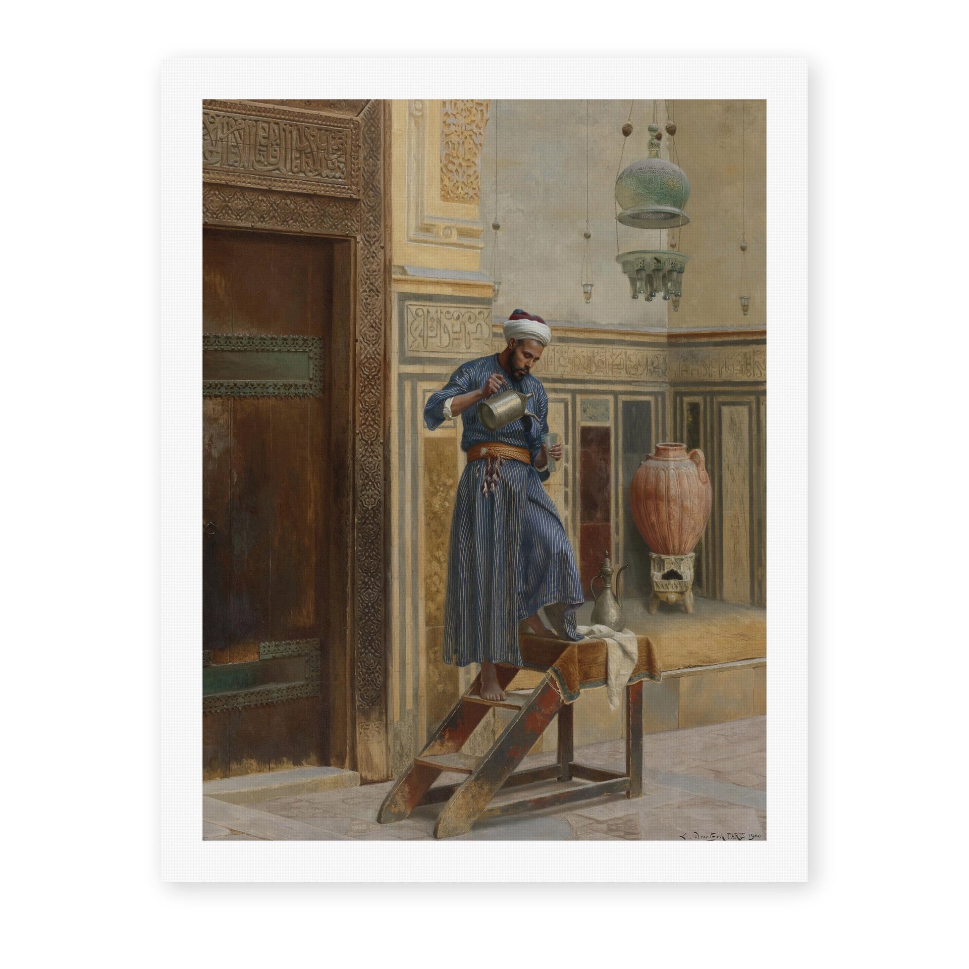 Ludwig Deutsch's 'The Lamp Lighter' painting reproduced as a rolled canvas print