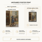 Ludwig Deutsch - The Lamp Lighter poster print size comparison and framing display infographic