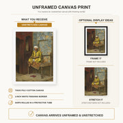 Ludwig Deutsch - The Learned Man Of Cairo canvas print size comparison and framing display infographic