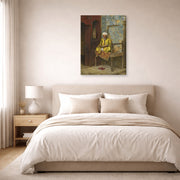 Gallery-wrapped canvas print of Ludwig Deutsch's The Learned Man Of Cairo displayed on a wall in a bedroom