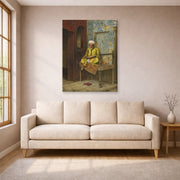 Gallery-wrapped canvas print of Ludwig Deutsch's The Learned Man Of Cairo displayed on a wall in a living room