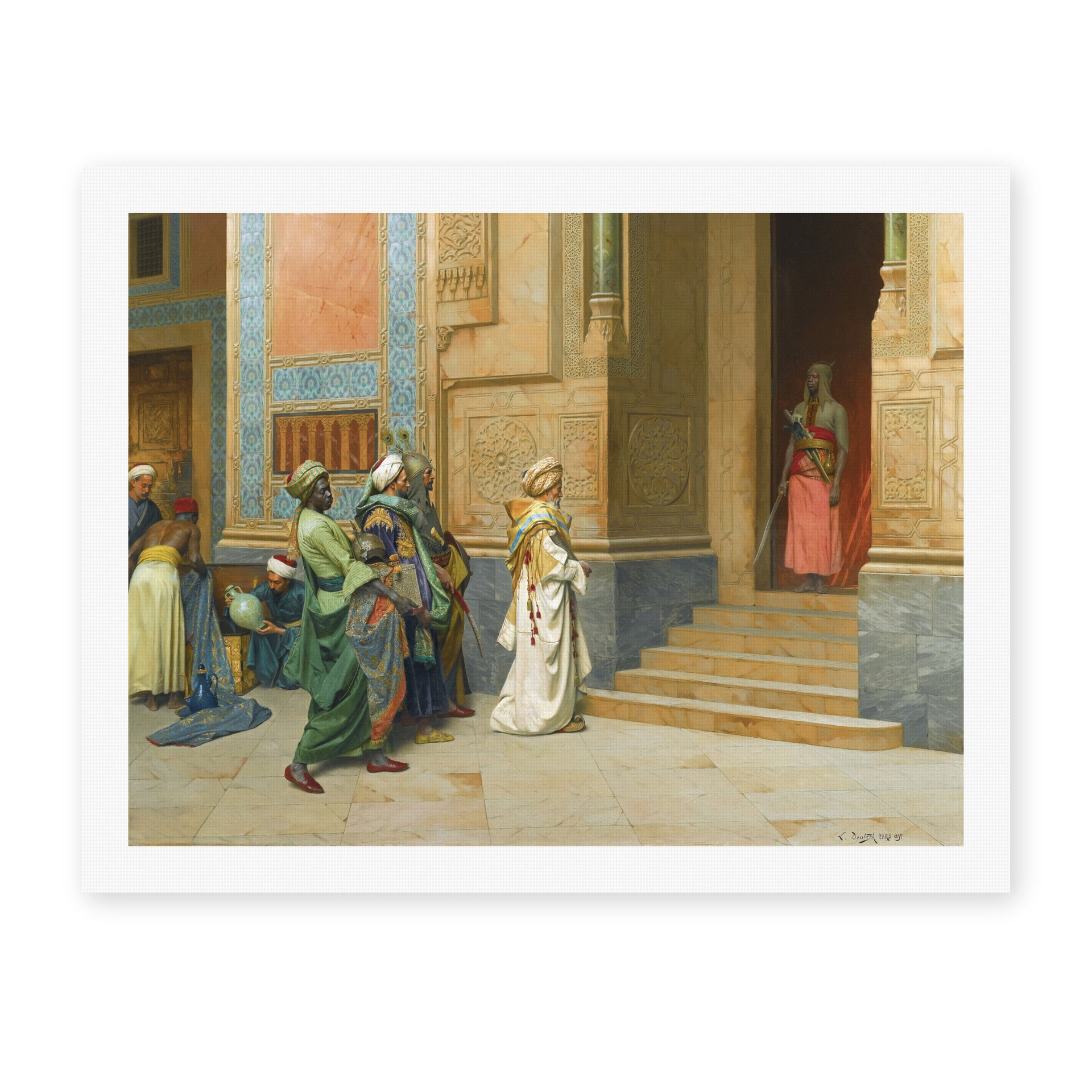 Ludwig Deutsch's 'The Offering' painting reproduced as a rolled canvas print