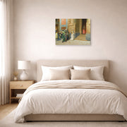Gallery-wrapped canvas print of Ludwig Deutsch's The Offering displayed on a wall in a bedroom