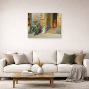 Gallery-wrapped canvas print of Ludwig Deutsch's The Offering displayed on a wall in a living room