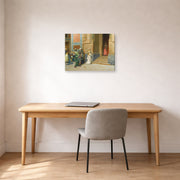 Gallery-wrapped canvas print of Ludwig Deutsch's The Offering displayed on a wall in a office