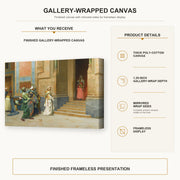 Ludwig Deutsch - The Offering gallery wrap canvas construction and hanging details infographic