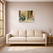 Unframed poster print of Ludwig Deutsch's The Offering displayed on a wall in a living room