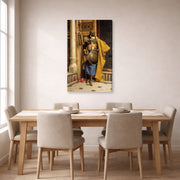Gallery-wrapped canvas print of Ludwig Deutsch's The Palace Guard displayed on a wall in a dining