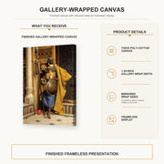 Ludwig Deutsch - The Palace Guard gallery wrap canvas construction and hanging details infographic