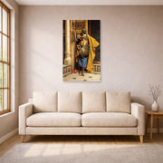 Unframed poster print of Ludwig Deutsch's The Palace Guard displayed on a wall in a living room
