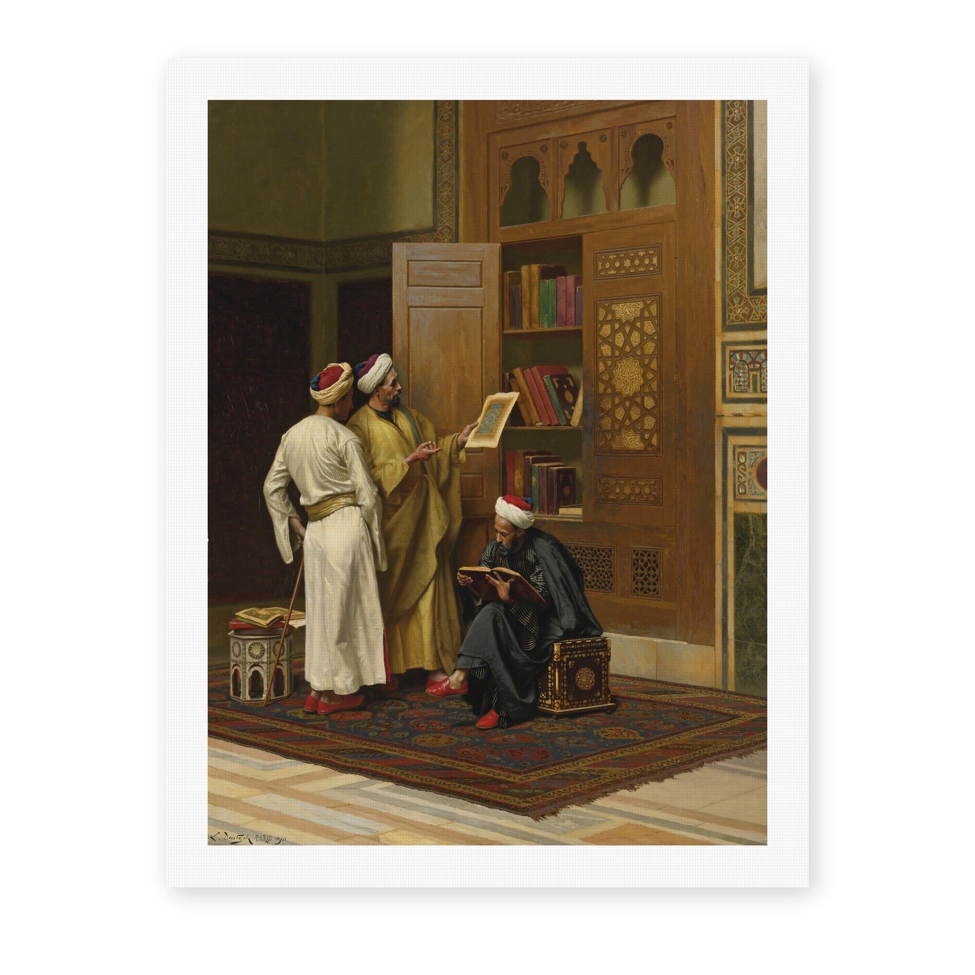 Ludwig Deutsch's 'The Scholars' painting reproduced as a rolled canvas print