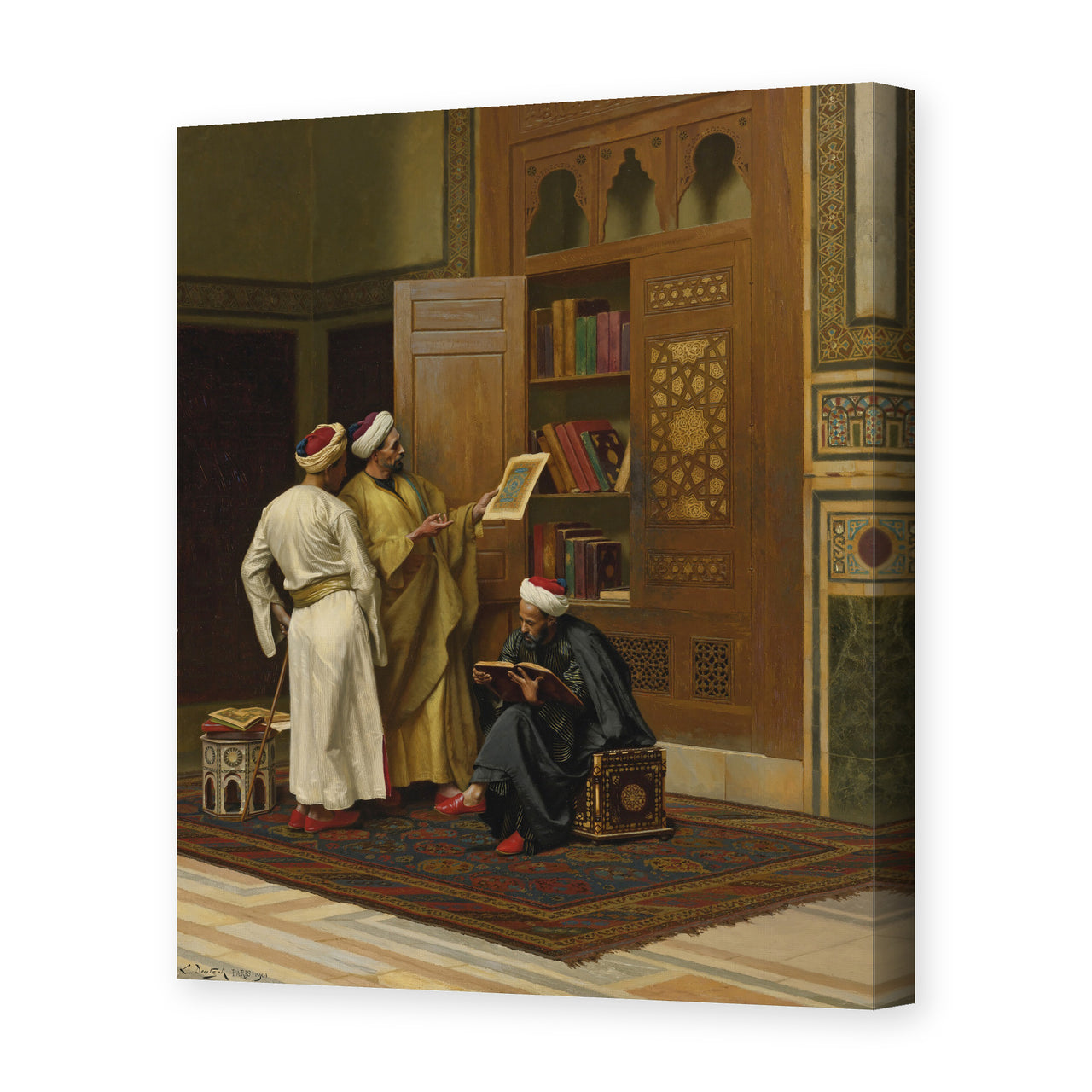 Ludwig Deutsch's 'The Scholars' painting reproduced as a gallery-wrapped canvas print