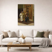 Gallery-wrapped canvas print of Ludwig Deutsch's The Scholars displayed on a wall in a living room
