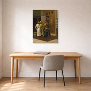 Gallery-wrapped canvas print of Ludwig Deutsch's The Scholars displayed on a wall in a office
