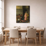 Gallery-wrapped canvas print of Ludwig Deutsch's The Treasure Chest displayed on a wall in a dining
