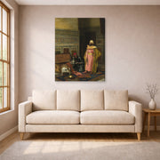 Gallery-wrapped canvas print of Ludwig Deutsch's The Treasure Chest displayed on a wall in a living room