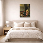 Unframed poster print of Ludwig Deutsch's The Treasure Chest displayed on a wall in a bedroom