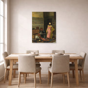 Unframed poster print of Ludwig Deutsch's The Treasure Chest displayed on a wall in a dining