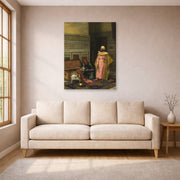 Unframed poster print of Ludwig Deutsch's The Treasure Chest displayed on a wall in a living room