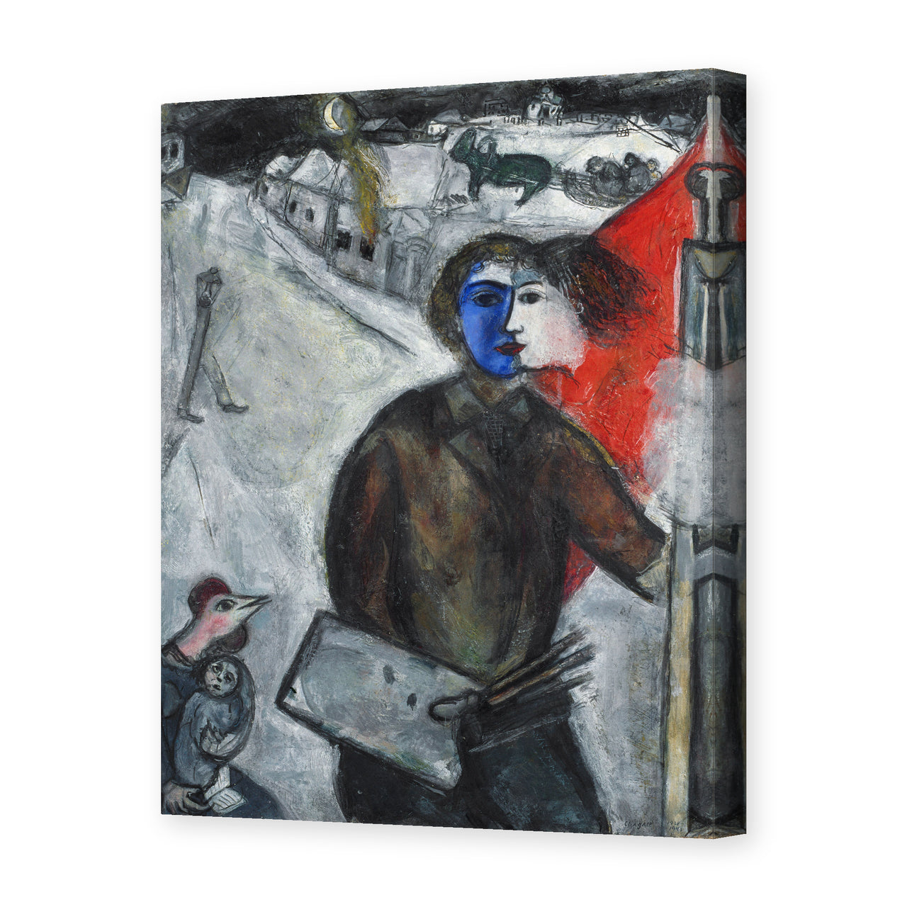 Marc Chagall's 'Between Darkness and Light' painting reproduced as a gallery-wrapped canvas print