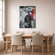 Gallery-wrapped canvas print of Marc Chagall's Between Darkness and Light displayed on a wall in a dining room
