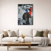 Gallery-wrapped canvas print of Marc Chagall's Between Darkness and Light displayed on a wall in a living room