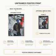 Marc Chagall - Between Darkness and Light poster print size comparison and framing display infographic