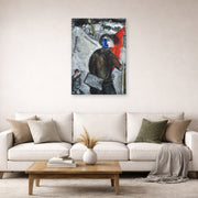 Unframed poster print of Marc Chagall's Between Darkness and Light displayed on a wall in a living room