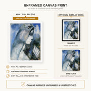 Marc Chagall - Bride with a Fan canvas print size comparison and framing display infographic