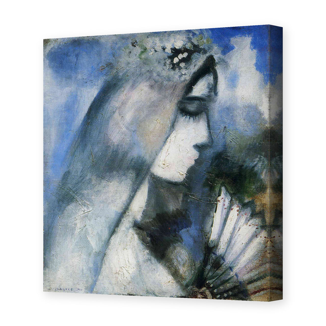 Marc Chagall's 'Bride with a Fan' painting reproduced as a gallery-wrapped canvas print