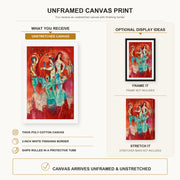 Marc Chagall - Carmen canvas print size comparison and framing display infographic