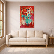 Gallery-wrapped canvas print of Marc Chagall's Carmen displayed on a wall in a living room