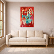 Unframed poster print of Marc Chagall's Carmen displayed on a wall in a living room