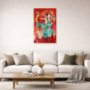 Unframed poster print of Marc Chagall's Carmen displayed on a wall in a living room
