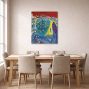Gallery-wrapped canvas print of Marc Chagall's Composition displayed on a wall in a dining room