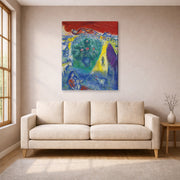 Gallery-wrapped canvas print of Marc Chagall's Composition displayed on a wall in a living room