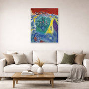 Unframed poster print of Marc Chagall's Composition displayed on a wall in a living room