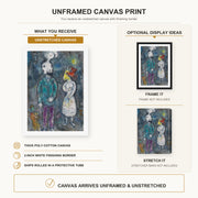 Marc Chagall - Couple Au Double Profil canvas print size comparison and framing display infographic