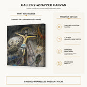 Marc Chagall - Crucifixion gallery wrap canvas construction and hanging details infographic