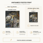 Marc Chagall - Crucifixion poster print size comparison and framing display infographic