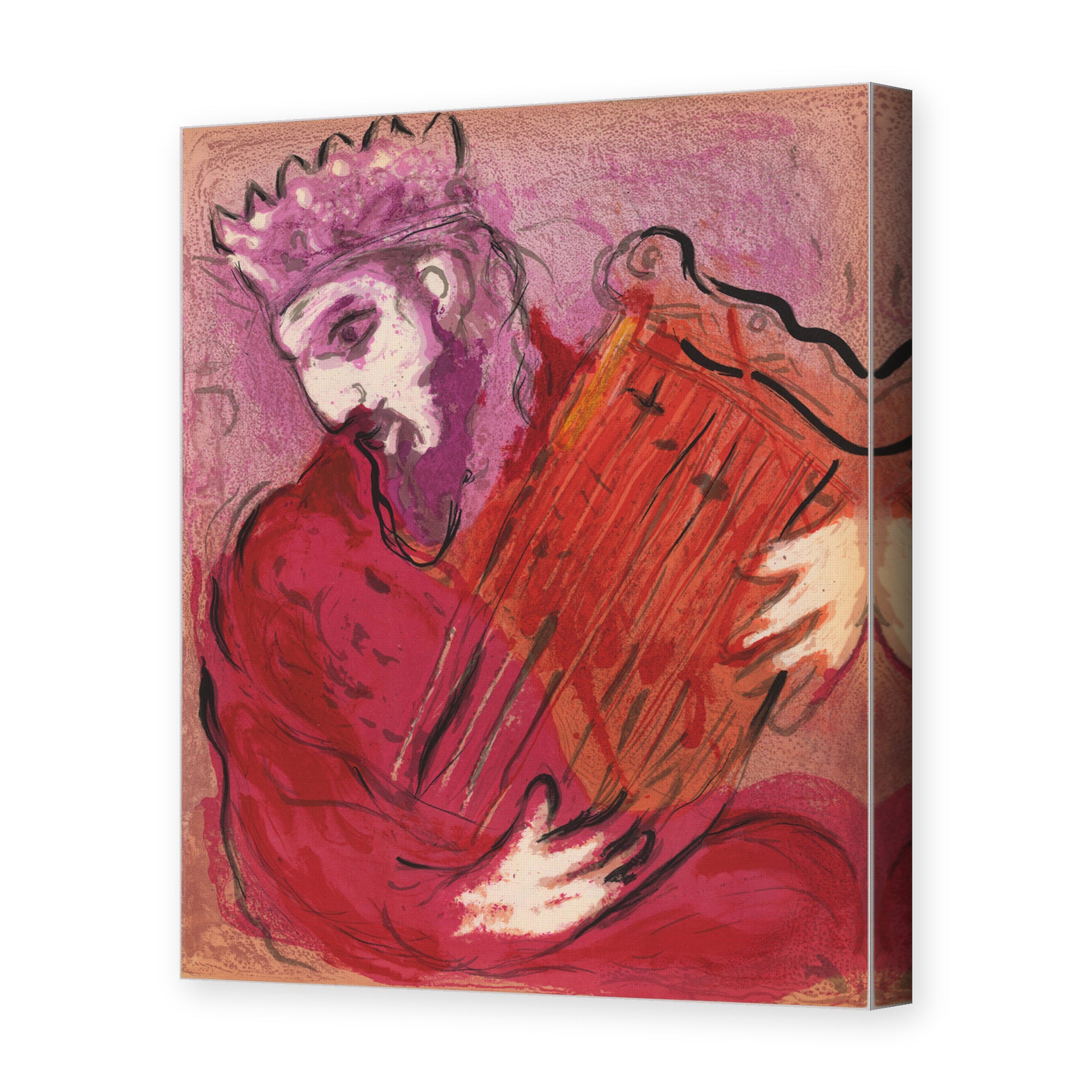 Marc Chagall's 'David with the Harp' painting reproduced as a gallery-wrapped canvas print